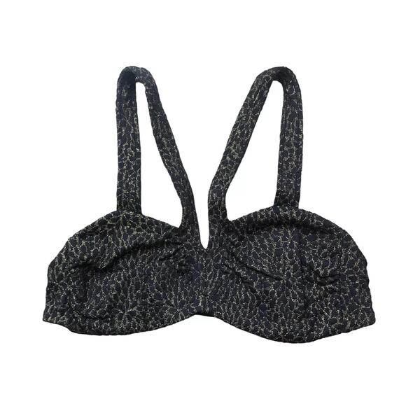 Andie Swim x Demi Moore The Monaco Bikini Top in Black and Gold NWT - Picture 2 of 5